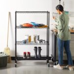 Amazon Basics 4-Shelf Adjustable, Heavy Duty Storage Shelving Unit on 7.62 cm Wheel Casters, Metal Organizer Wire Rack, Black, 91.4 cm L x 110.16 cm W x 146 cm H - Image 2