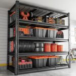 REIBII 48" W Garage Shelving 3000LBS Heavy Duty Storage Shelves, 5 Tier Adjustable Metal Shelves for Storage Rack Industrial Utility Shelf, Garage Storage Shelving Unit, 48" W x 24" D x 72" H