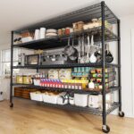 REIBII 85.7" H Storage Shelves 2998LBS Metal Shelving Unit with Wheels & Feet, 5 Tier Garage Shelving Heavy Duty Adjustable Wire Shelf for Pantry Kitchen Garage, 85.7" H X 55.5" W X 24.2" D - Image 2