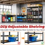 72"H Storage Shelves heavy duty, 2200LBS Garage Shelving, 5 Tier Metal Shelving Unit Adjustable Garage Shelves Utility Rack Shelf for Storage Warehouse Pantry Closet,40" W × 20" D × 72" H, Black - Image 7