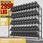 REIBII 85.7" H Storage Shelves 2998LBS Metal Shelving Unit with Wheels & Feet, 5 Tier Garage Shelving Heavy Duty Adjustable Wire Shelf for Pantry Kitchen Garage, 85.7" H X 55.5" W X 24.2" D - Image 4