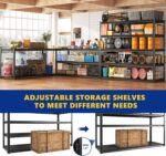 REIBII 48" Wide Garage Storage Shelving Heavy Duty 72" H Garage Shelves 3000LBS Heavy Duty Shelving Adjustable 5 Tier Metal Shelving for Garage Storage Shelving Industrial Shelving Storage Rack, 4P - Image 5
