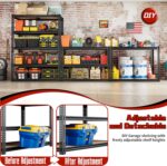 ROOMFAVE 2050LBS Storage Shelves Heavy Duty 5 Tier Garage Storage Shelving, Adjustable Metal Shelving Unit Utility Rack Shelf for Warehouse, Pantry, Closet, Kitchen 72" H x 35.56" W x 16" D, Black - Image 7